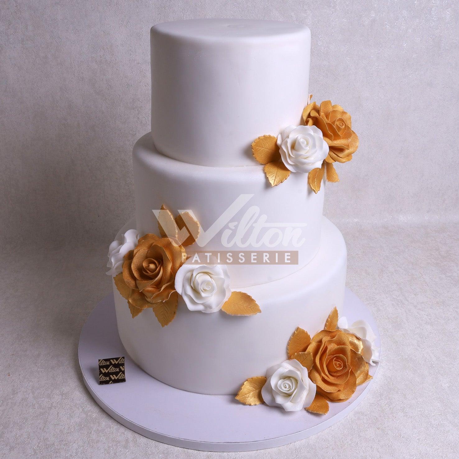 WE3.f GOLD ROSES - Wedding Cakes - WILTON PATISSERIE