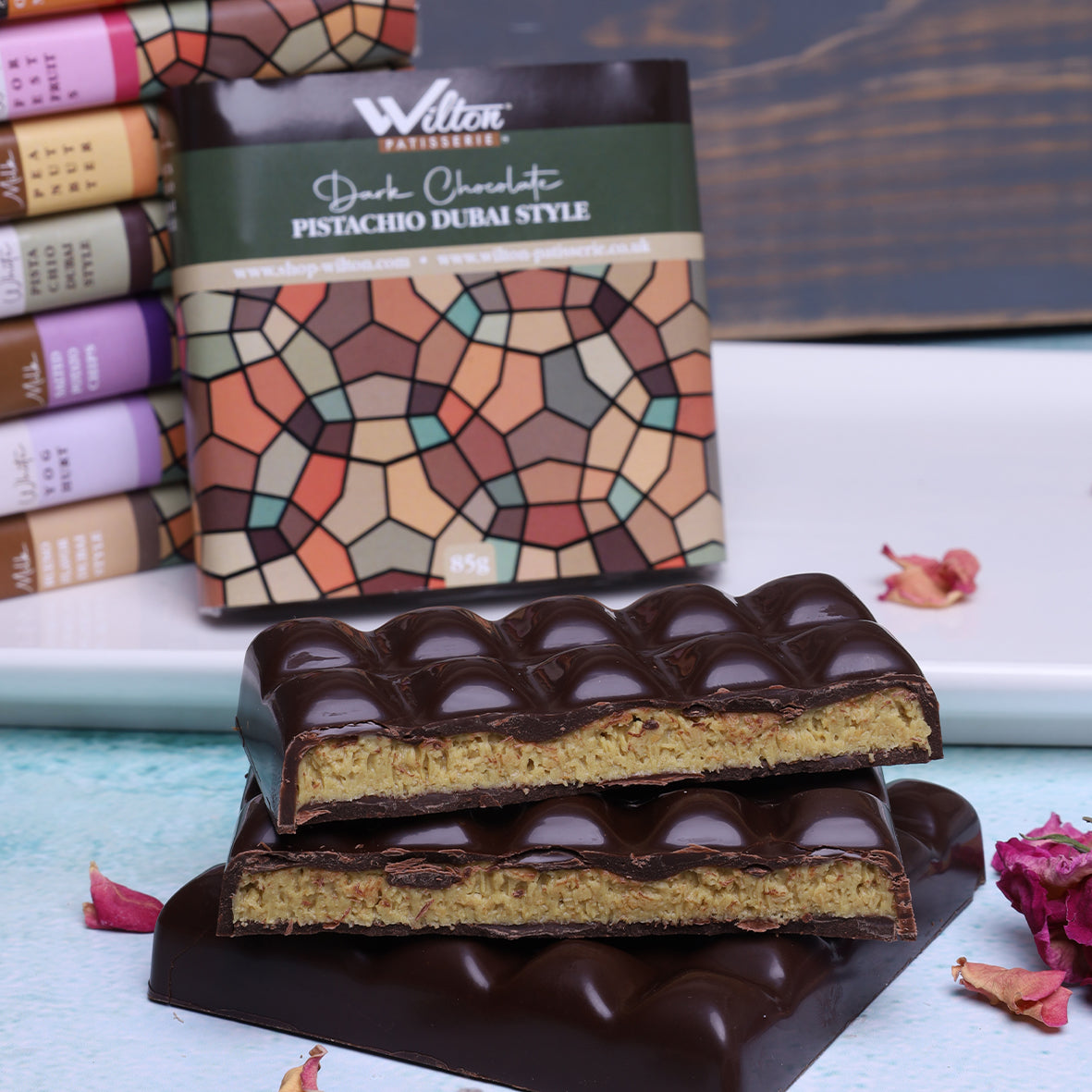 Dark Chocolate Pistachio Dubai Style 85g - WILTON PATISSERIE